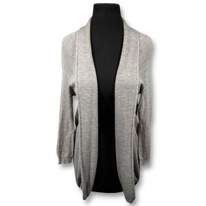 Theory Wool Alpaca Blend Gray Open Front‎ Long Sleeve Cardigan Sweater Women's S